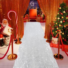 Silver Aisle Runner Wedding Christmas Sequin Carpet Runner 4ftx15ft Aisle Runner for New Year Wedding Christmas Party Prom Decoration