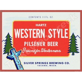 Hartz Western Style Beer Label 9" x 12" Metal Sign