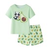 UNICABBIT21 Pajamas for Girls Summer Green Avodado Pandas Short Sleeve