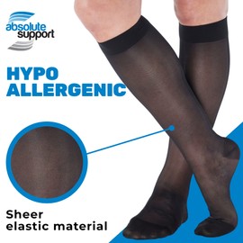 Made in USA - Wide Calf Compression Socks for Women 15-20mmHg - Sheer Compression Stockings for Travel, Flight, Airplane Circulation - Black, 5X-Large - ATRAVEL101BL8