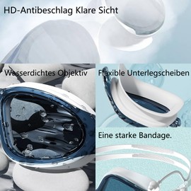 CALLYSONIC Adult Swimming Goggles with Nose Clip and Earplugs, HD Anti-Fog and Waterproof, Floating Equipment, Swimming Goggles for Men and Women (White-N)