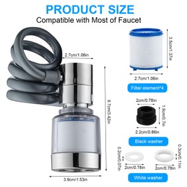 Kitchen Faucet Sprayer, Water Tap Extension with Filtration, Movable Faucet Extender for Kitchen Sink, 360° Rotatable Sink Faucet Head Anti-Splash, 3 Mode Sprayer for Kitchen/Bathroom