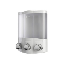 Croydex Triple Soap Dispenser, Shower Dispenser Wall Mounted, Lifts Off for Easy Refill, Shower Gel Dispenser, Perfect for Bathroom or Kitchen, Eliminates Clutter, All Fixings Included, White