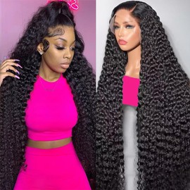 PUNUBO 230% Density 13X6 28 Inch Deep Wave Lace Front Wigs Human Hair Curly Human Hair Wig Wet and Wavy HD Lace Front Wig Human Hair Pre Plucked Frontal Wigs Human Hair