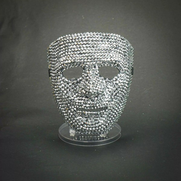 BEYONDMASQUERADE Rhinestones Skull Full Face Halloween Costume Masquerade Mask [Silver]