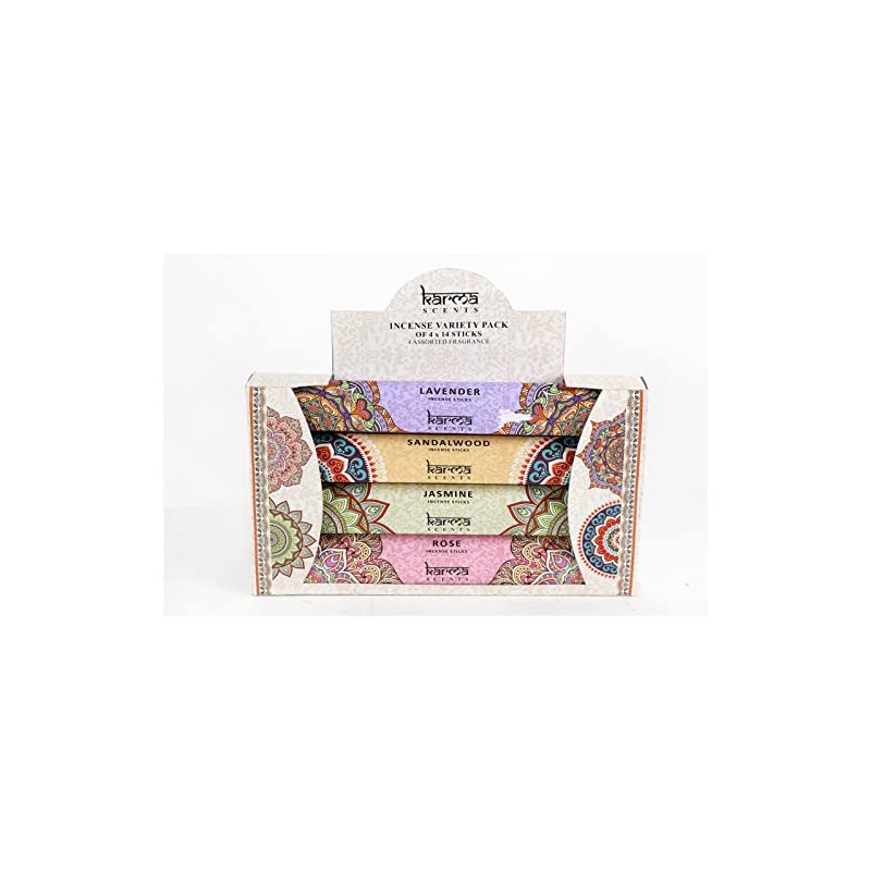 KARMA INCENSE VARIETY PACK 4 X 14 STICKS SCENTS ARE
