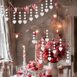 GXGGUS Crystal Heart Ornaments Valentine Day Hearts Christmas Ornaments, Heart Ornaments for Christmas Tree 30 Pcs Acrylic Hanging Crystal Decorations Heart Prism Drop Pendant for Party Chandelier