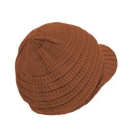 Century Star Women Satin Lined Winter Knit Hat with Visor Newsboy Cap Slouchy Beanie Cap Warm Winter Hat Brown One Size