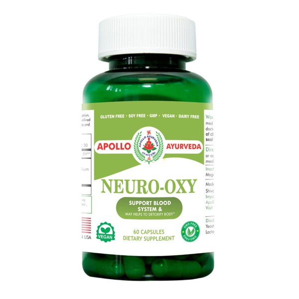 Neuro Oxy Support Heart Health Blood System Equivalent 5000 mg Neem and Turmeric (Haldi) Ayurvedic Vegan 60 Capsules