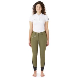 HORZE Womens High Waist Full Seat Breeches with Crystals - Winter Moss Green - 30