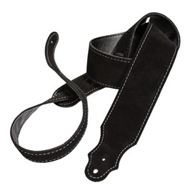 Franklin Strap 2.5" Suede with Leatherette Backing Guitar Strap Black/Silver Stitching
