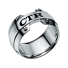 J143 Size 12.5 Stainless Steel Gost Ring Mormon One Moment In Time LDS CTR