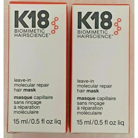 K18 Biomimetic Hairscience Leave In Molecular Repair Hair Mask 0.5oz/15ml - 2 PK