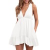 Lxmyoxr Womens Summer Mini Dress Loose Ruffle Deep V Neck