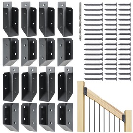 AECXM 201 Stainless Steel 2" x 4" (1 ½" x 3 ½" Actual) Deck Railing 35° Stair Connectors, for Deck Railing Stair Handrail Connection Installation Deck Railing Bracket (8 Pair-Black)