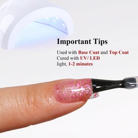 Glitter Gel Polish, Clear Pink Petals Glitter Gel Nail Polish Sparkle Shimmer Summer Rainbow Soak Off LED UV for DIY Manicure 0.5 Fl Oz