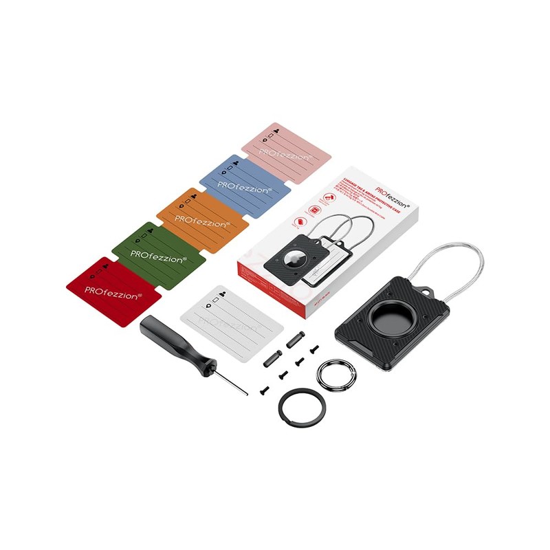 PROfezzion 1-Pack Luggage Tag AirTag Holder with Name ID Cards,