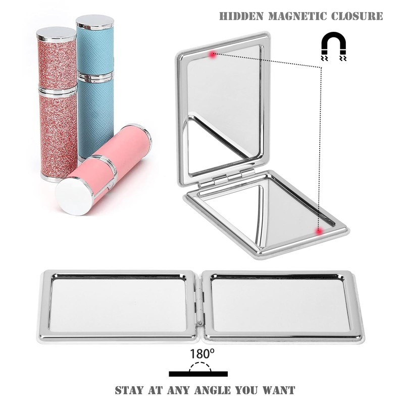Delicate Compact Travel Vanity Mirror for Girls Women Men, White