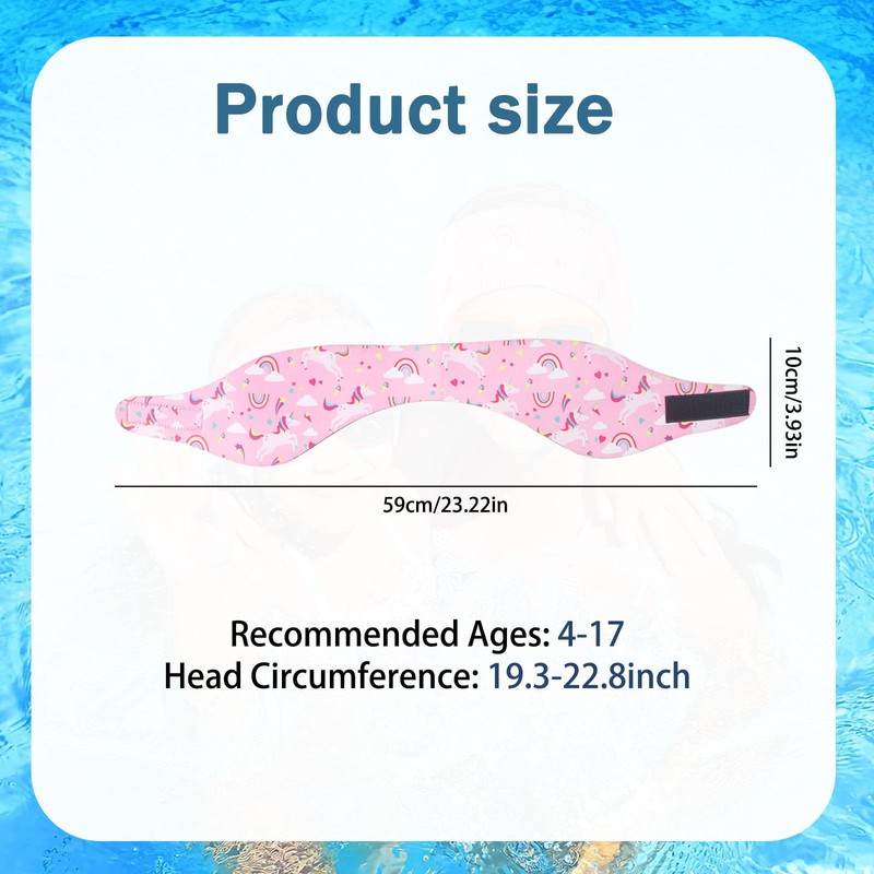 SSKHE Swimming Headband for Kids Adults, Cartoon Waterproof Adjustable Headband