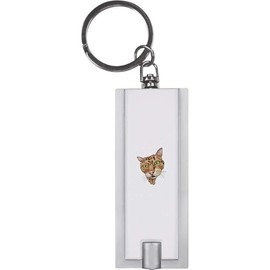 Azeeda 'Ginger Tabby Cat with Green Eyes' Keyring LED Torch (KT00043062)