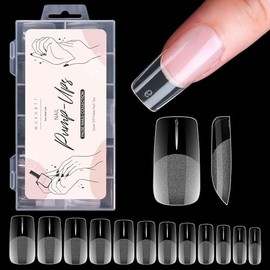 Makartt Puntas de Uñas Cuadradas Cortas Medianas-120Pcs Uñas Falsas de Cubierta Completa, Uñas Acrílicas de Gel Preformado Medio Mate, Extensión de Uñ