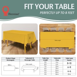 Hereisa Disposable Plastic Tablecloth 54x108 Inch Rectangle - Yellow, 4 Pack Waterproof & Tear-Resistant Party Table Cover for Dining, Picnic, Crafts, Holiday Decor