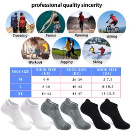 ATBITER Ankle Socks Women's Running Athletic No Show Short Socks Cushioned 6-Pairs