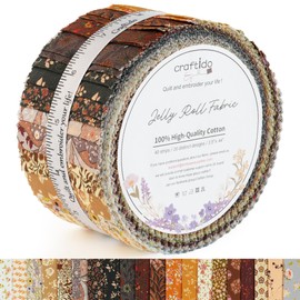 Craftido-18 Options-100% Cotton Jelly Roll Fabric Precut Strips for Quilting, Crafting, and Sewing, 40 Strips 2.5" x 44" Assorted Bundles for Rug, Quilt Project, DIY Craft and Home Decor-Autumn Bounty