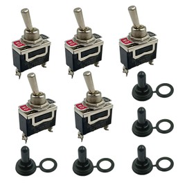 Waterproof Toggle Switch DC Marine Toggle Switch 12V DC On Off Toggle Switch with Weatherproof Boot Cover Heavy Duty for Automotive Boat Car Truck-5 Pack