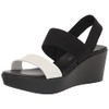 Anne Klein Womens Poli Wedge Sandal, White/Black, 7.5
