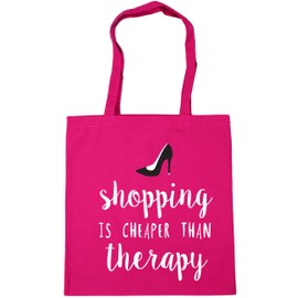 Hippowarehouse Shopping is cheaper than therapy Tote Shopping Gym Beach Bag 42cm x38cm, 10 litres
