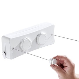 Ulable tendedero retractil pared Interiore y Exteriores,tendedero plegable para ropa pared,tendederos retractiles exterior,Tendedero de Cuerda de Acero Inoxidable Ajustable con Dos Cuerdas para Balcón