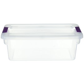 Sterilite 17511712 6 Quart Clearview Latch Storage Container with Plum Handles