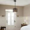 SHAWNKEY Industrial 1-Light Black Pendant Light with Wood Grain Finish