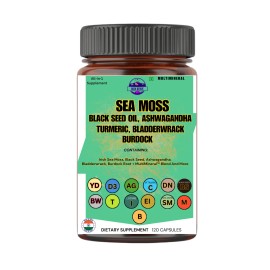 Certified Organic Sea Moss Capsules - Irish Sea Moss Bladderwrack Burdock Root