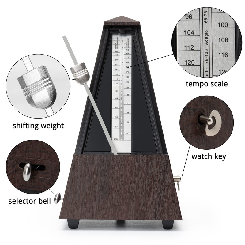 Steinmayer M-03G Metronome with Bell - Mechanical Clock in Pyramid