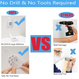 YEYA Upgraded No Drill Anti tip Furniture Wall Anchors Straps for Baby proofing with 3M Adhesive (4 Pack)