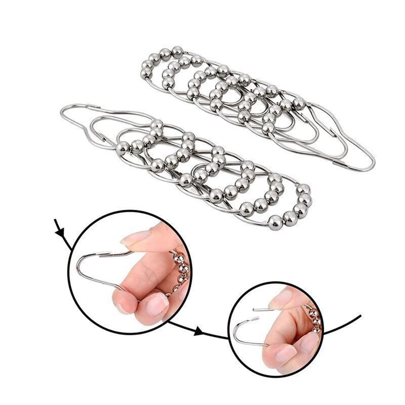 12 Stainless Steel Shower Curtain Rings Heavy Duty Ball Bearing