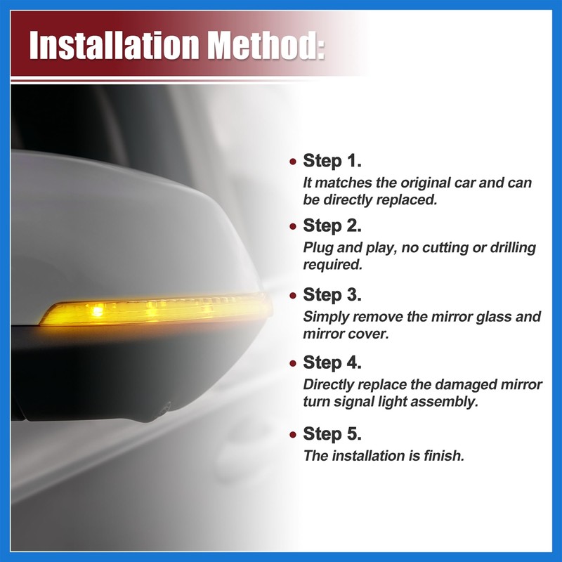 VekAuto Car LED Front Left Right Side Mirror Turn Signal