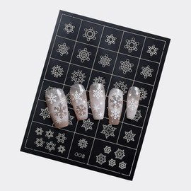 Christmas nail stencil 1 sheet snowflake Christmas tree ribbon sock Rudolph self nail art, 1 piece, Christmas stencil snowflake 2(08) / 크리스마스 네일 스텐실 1장 눈꽃 크리스마스 트리 리본 양말 루돌프 셀프네일아트, 1개, 크리스마스 스텐실 눈꽃2(08)