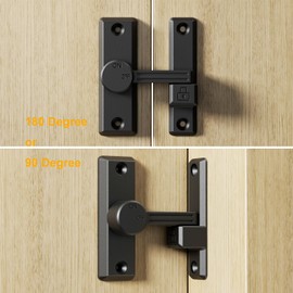 ETEKJOY Flip Latch Lock 90/180 Degree Left/Right-Opening Sliding/Swinging Door Lock Bolt for Home Security Gate Barn Garage Garden Fence Shed Window French Door (Black)