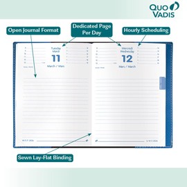 Quo Vadis 2026 Notor - Daily Planner - Bi-Lingual (EN/FR) - 12 Months, Jan. to Dec. - 4 3/4 x 6 3/4" - Grained Faux Leather Club Grey Cover - Time Management Organizer and Appointment Journal