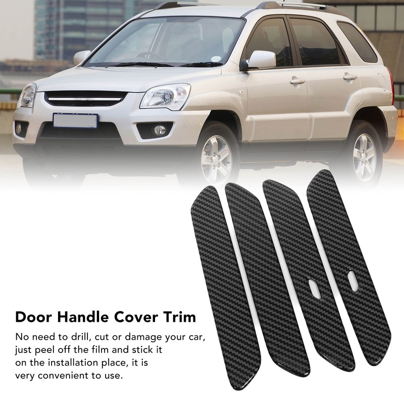 Car Exterior Side Door Handle Cover Trim Sticker Carbon Fiber