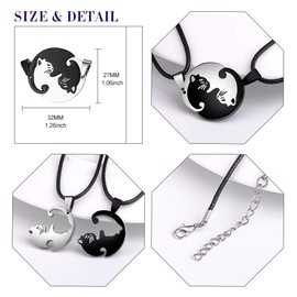 Feilok Couples Stainless Steel Chain Puzzle Cat Necklace Friendship Chain for Him and Him 2 Lovers Couples Jewellery Partner Chains for Men and Women One Pair, Stainless Steel