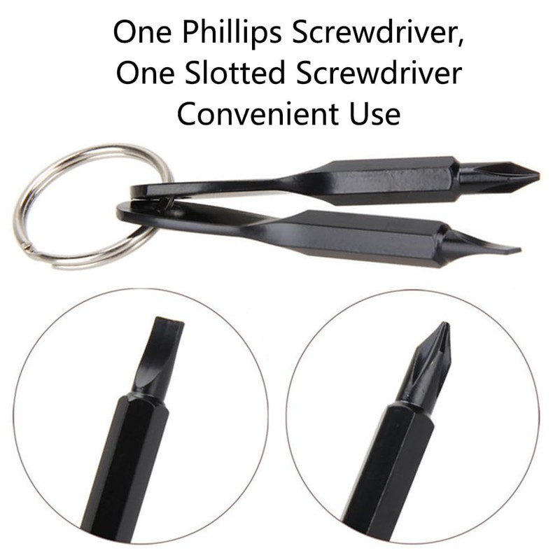 2 Pack Keyring Screwdriver, Portable Phillips Flathead Keychain Screwdriver Outdoor