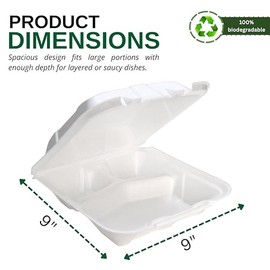 Concession Essentials Concession Essentials- Foam Containers 3 Compartment / 9" x 9" x 3.5" - Pack of 15ct
