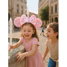 Emotionlin Sequin Ears Headband for Girls & Women – Sparkly Bow Glitter Headband for Birthday, Party, Costume, Travel, or Stitch Theme Outfit – Cute Hair Accessory Gift for Teens & Kids