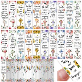 Lothee 30 Pc Christian Gifts for Women Nail File Double Sided Emery Board Bible Verse Inspirational Flower Manicure Tool for Valentines Easter Mother's Day Church Religious Supply (Cross)