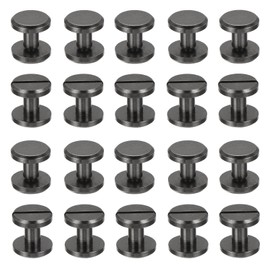 PATIKIL 50 Sets Chicago Screws, 6mm L Chicago Screw Slotted Binding Post Screw Bolts Rivets Brass Fasteners Connectors for Leather Belt Scrapbook Photo Albums, Matte Black
