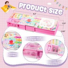 Henoyso 2 Pcs Multifunctional Pencil Box for Girls Plastic Cute Pencil Case with Calculator and Sharpener Pen Pouch Gifts(Book, Schoolbag)